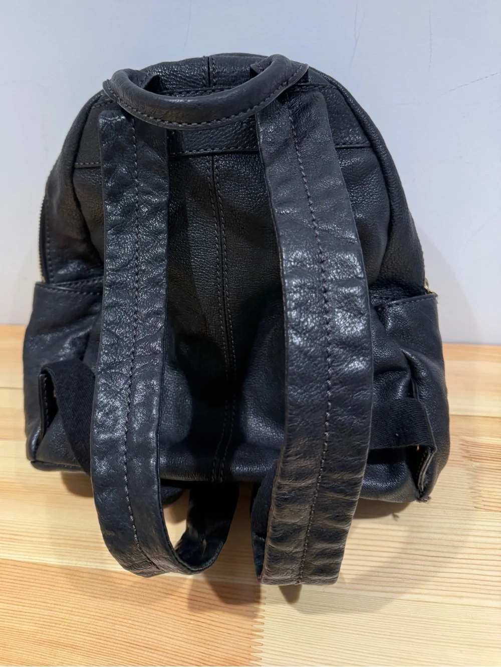 Frye Black Pebbled Leather Mini Backpack